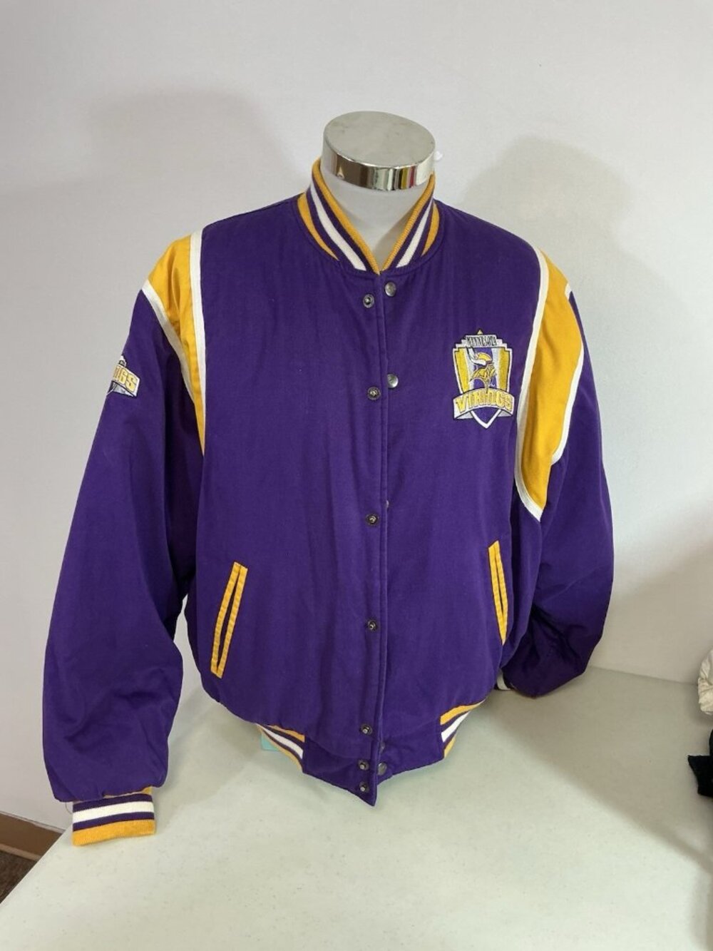 Minnesota Vikings Vintage Varsity Jacket NFL Bomber Mens Medium
